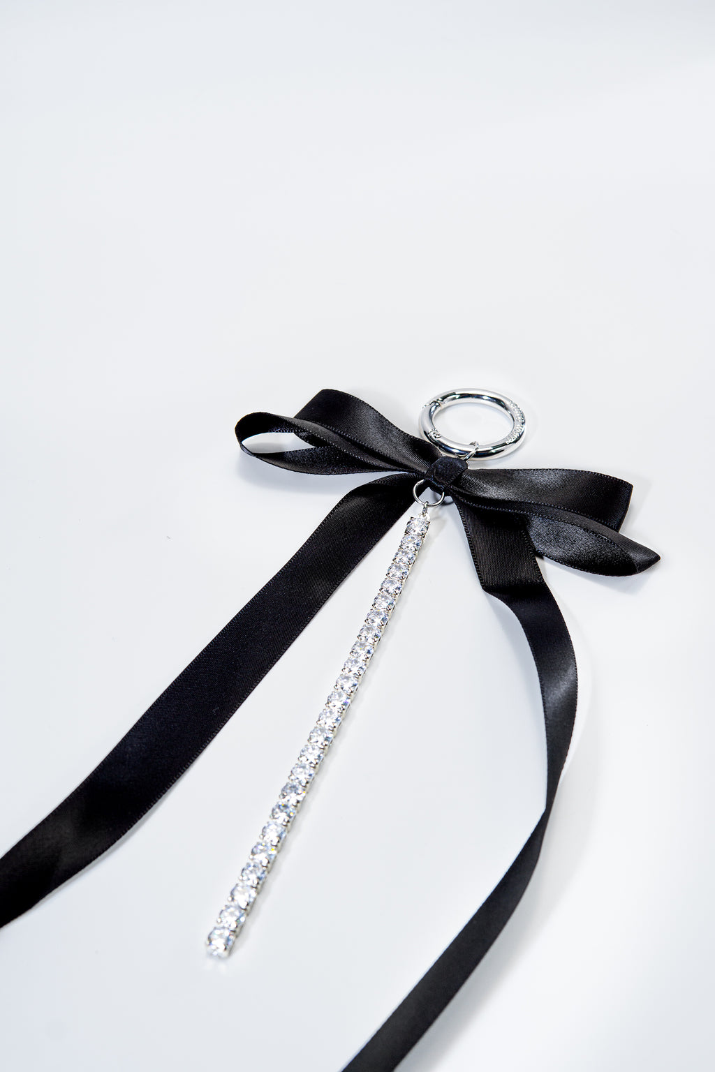 Satin Ribbon with Cubic Zirconia Chain Charm