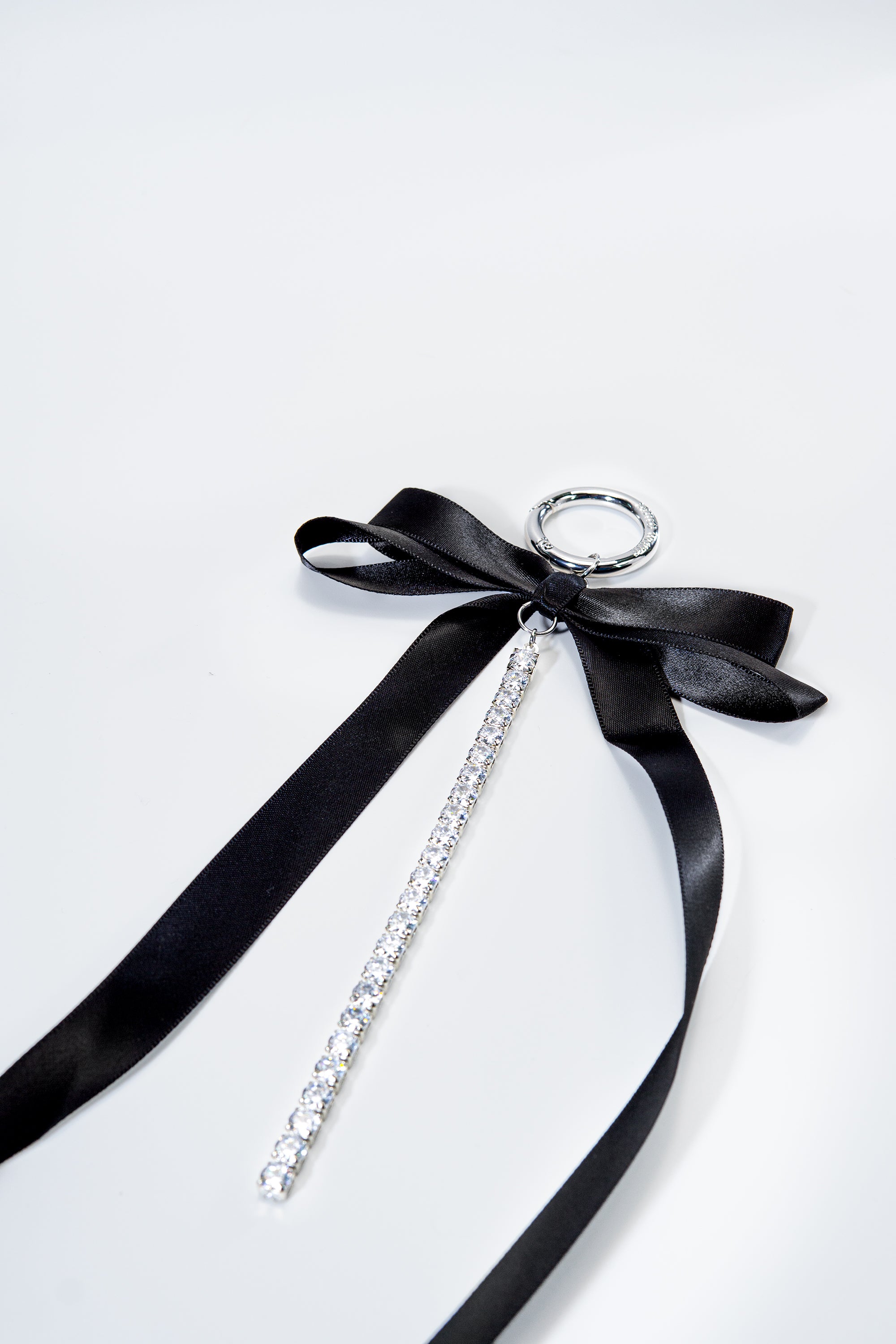 Satin Ribbon with Cubic Zirconia Chain Charm