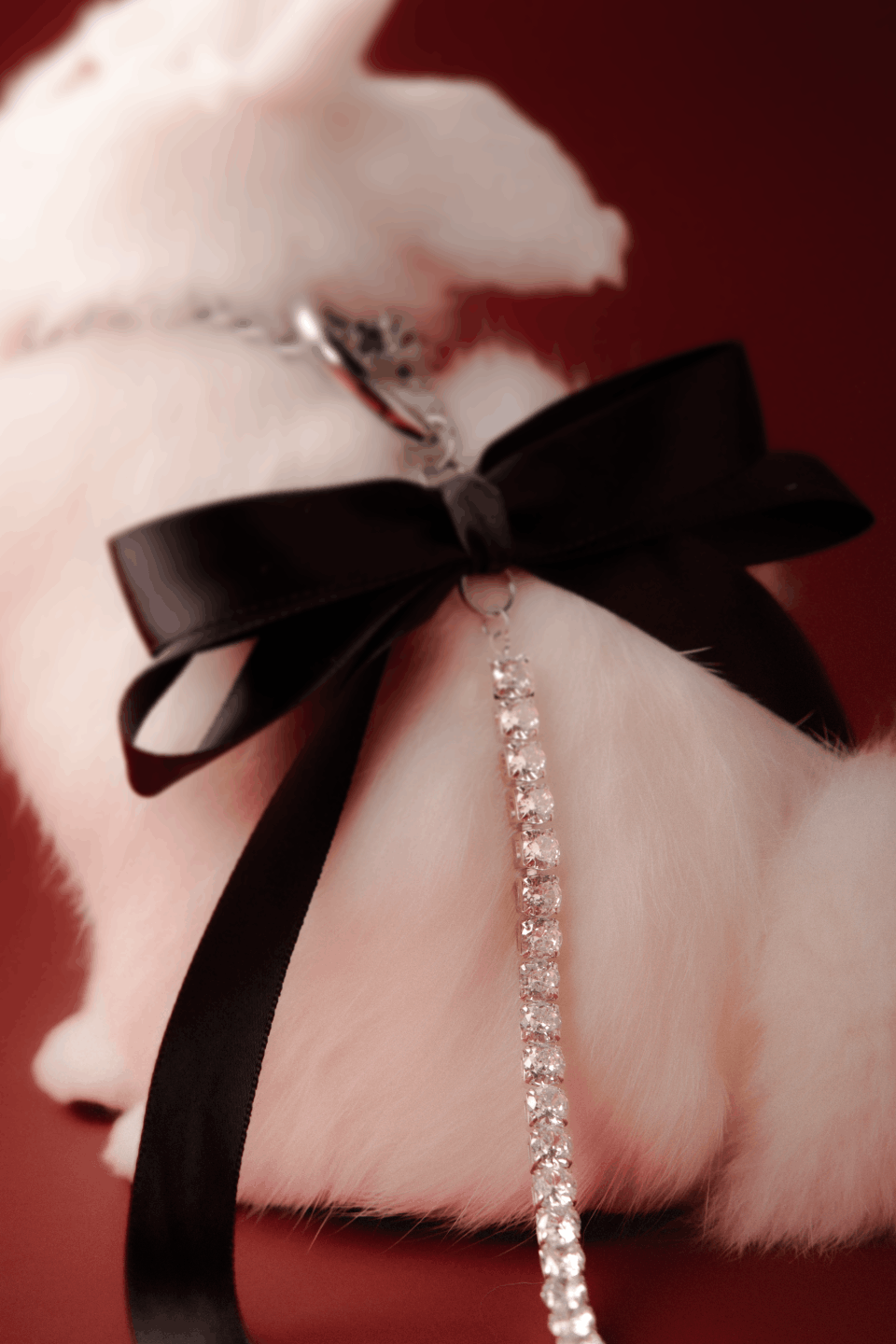 Satin Ribbon with Cubic Zirconia Chain Charm