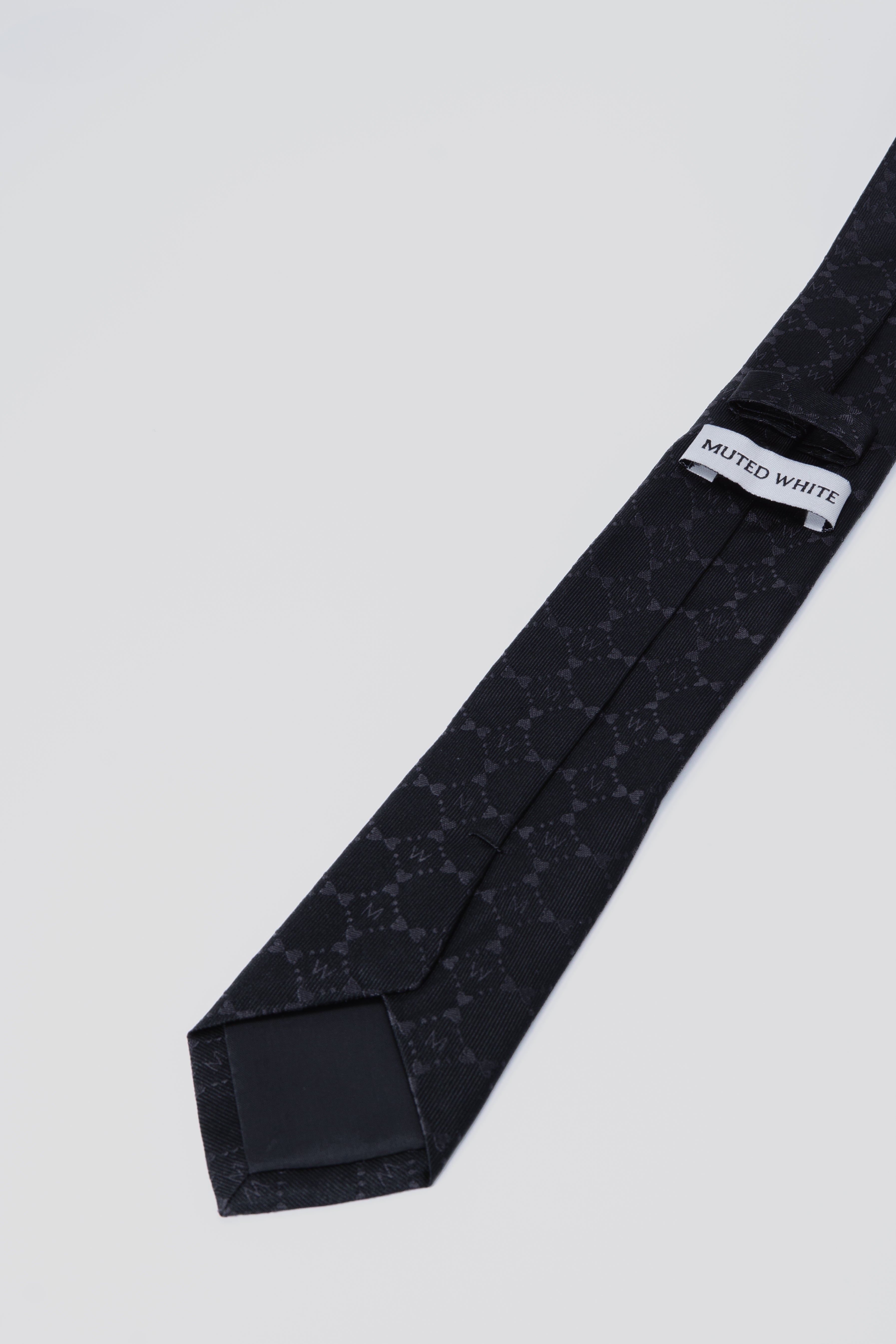 Heart Monogram Black Silk Tie