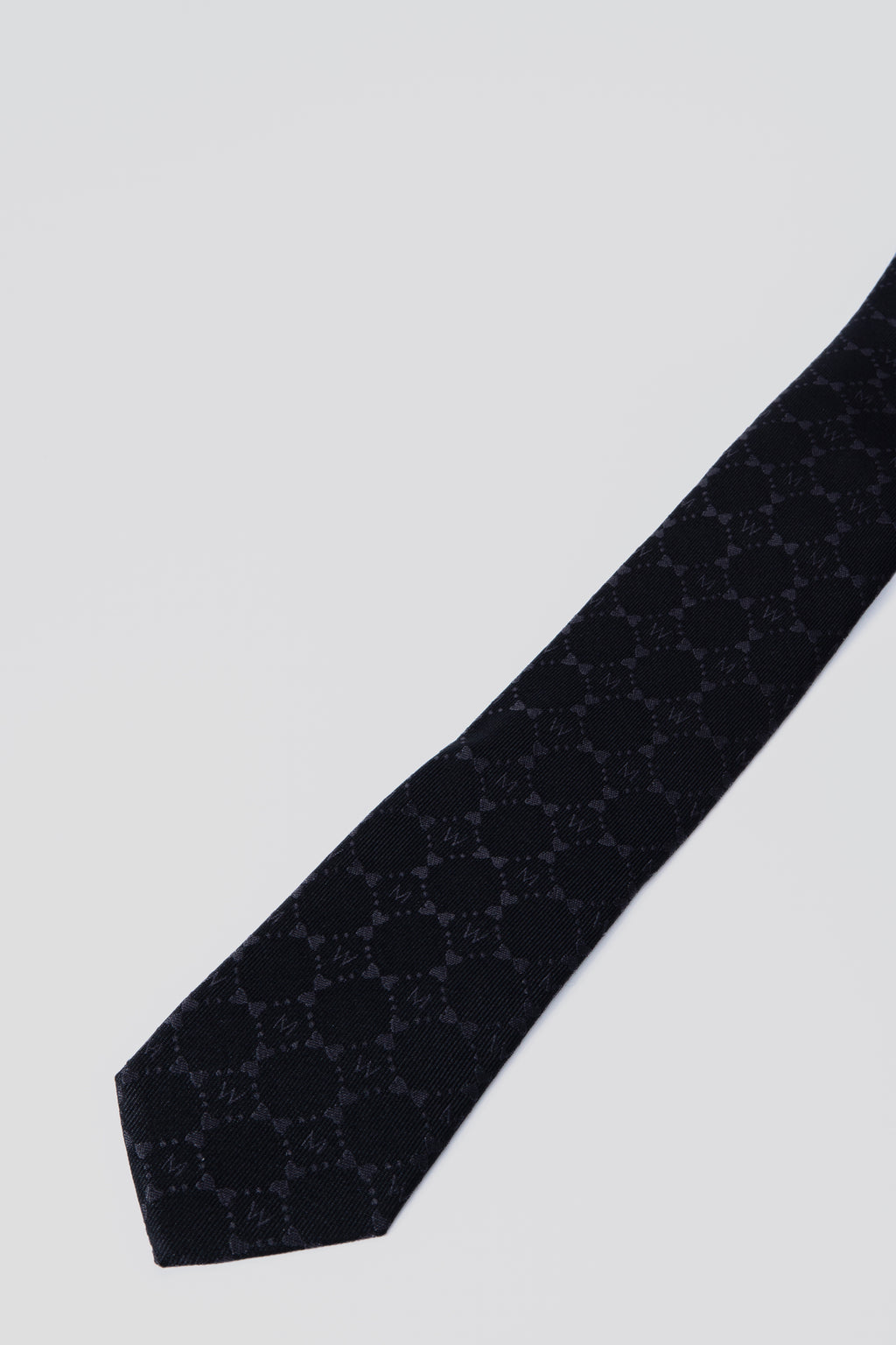 Heart Monogram Black Silk Tie